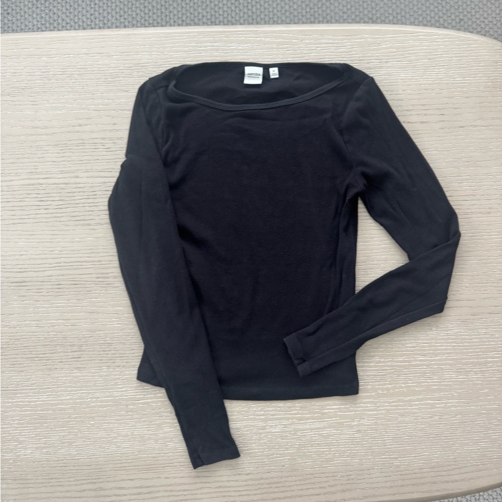 artizia homestretch ribbed long sleeve boatneck top